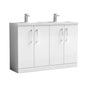 Nuie Arno 1200mm Floor Standing 4 Door Vanity & Double Basin 1 - Gloss White