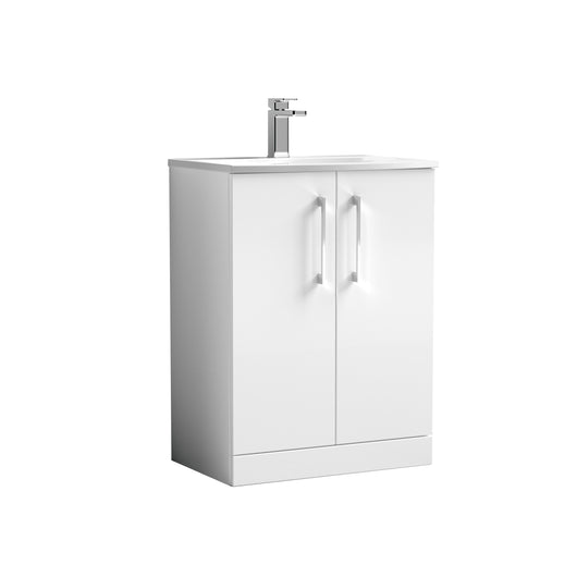  Nuie Arno 600mm Floor Standing 2-Door Vanity & Basin 4 - Gloss White