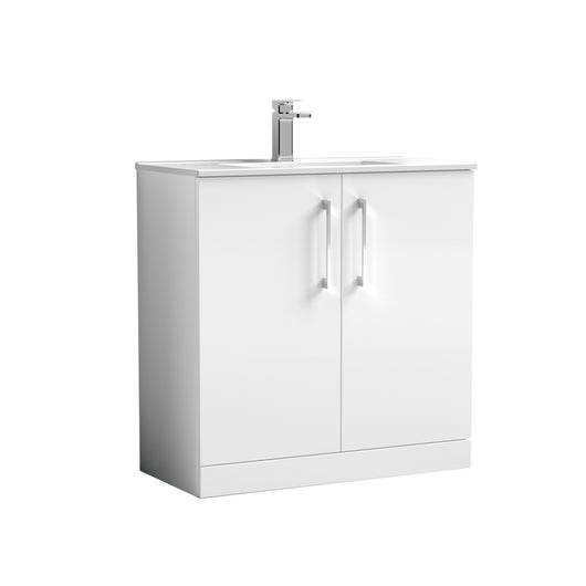  Nuie Arno 800mm Floor Standing 2-Door Vanity & Basin 2 - Gloss White