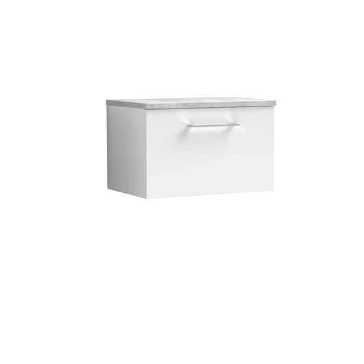  Nuie Arno 600mm Wall Hung 1 Drawer Vanity & Laminate Top - Gloss White