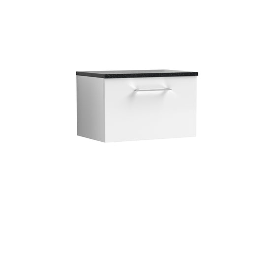  Nuie Arno 600mm Wall Hung 1-Drawer Vanity & Laminate Top - Gloss White