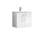 Nuie Arno 600mm Wall Hung 2-Door Vanity & Basin 4 - Gloss White