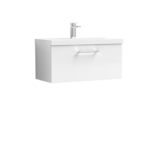  Nuie Arno 800mm Wall Hung 1 Drawer Vanity & Basin 1 - Gloss White