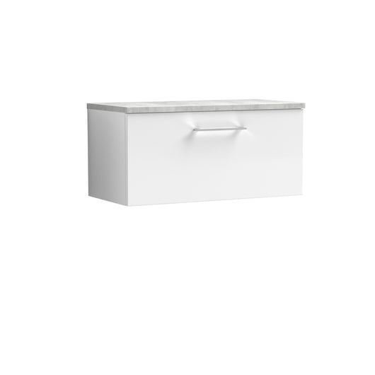  Nuie Arno 800mm Wall Hung Single Drawer Vanity & Laminate Top - Gloss White