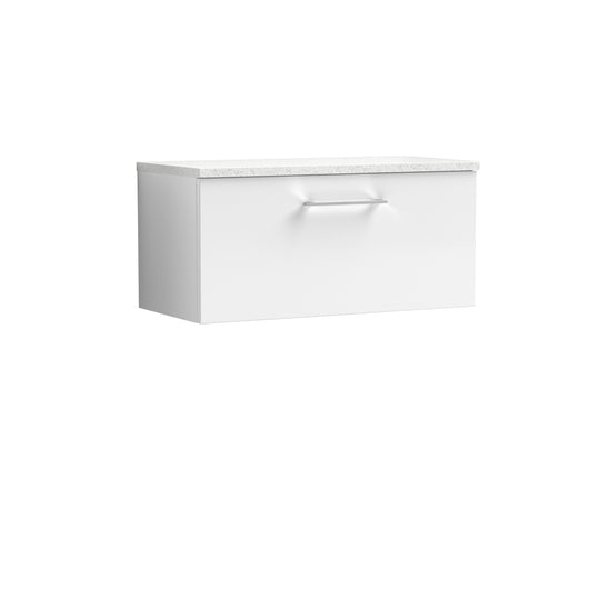  Nuie Arno 800mm Wall Hung 1-Drawer Vanity & Laminate Top - Gloss White