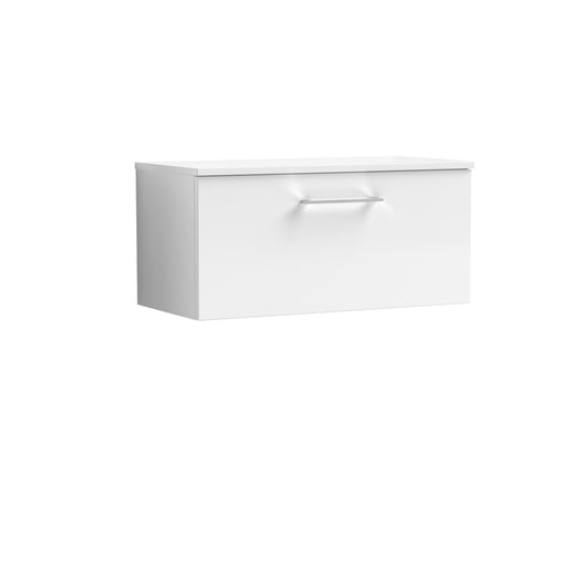  Nuie Arno 800mm Wall Hung 1-Drawer Vanity & Worktop - Gloss White