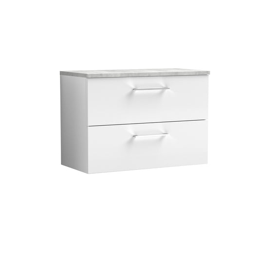  Nuie Arno 800mm Wall Hung 2-Drawer Vanity & Laminate Top - Gloss White