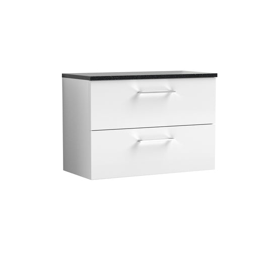  Nuie Arno 800mm Wall Hung 2-Drawer Vanity & Laminate Top - Gloss White