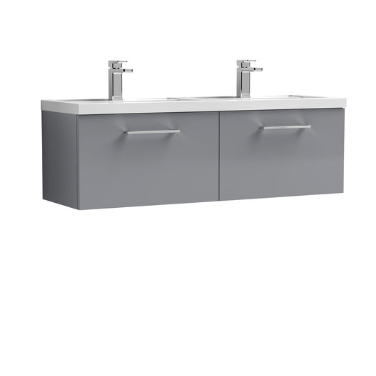  Nuie Arno 1200mm Wall Hung 2 Drawer Vanity & Double Basin - Cloud Grey