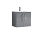 Nuie Arno 600mm Wall Hung 2-Door Vanity & Basin 4 - Cloud Grey