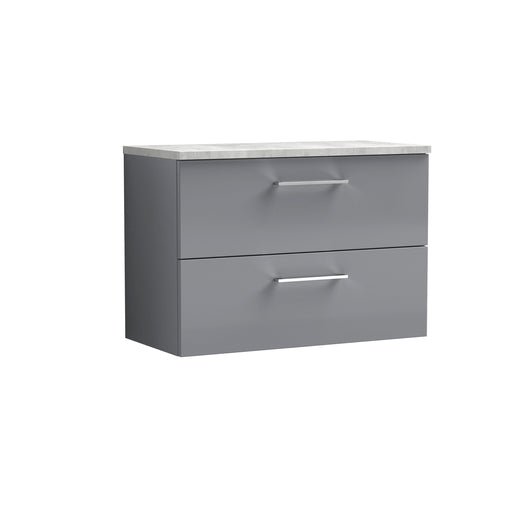  Nuie Arno 800mm Wall Hung 2-Drawer Vanity & Laminate Top - Cloud Grey