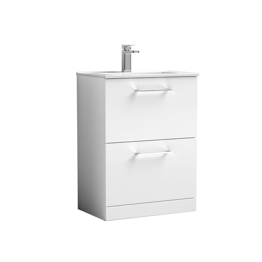  Nuie Arno 600mm Floor Standing 2-Drawer Vanity & Basin 2 - Gloss White