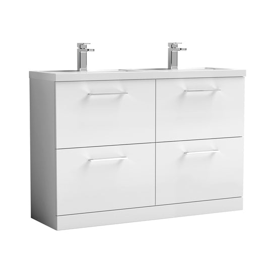  Nuie Arno 1200mm Floor Standing 4 Drawer Vanity & Double Basin 1 - Gloss White