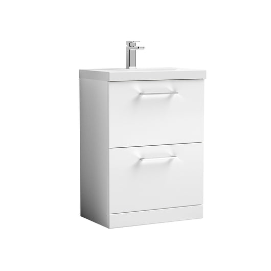  Nuie Arno 600mm Floor Standing 2-Drawer Vanity & Basin 3 - Gloss White