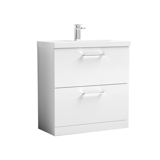  Nuie Arno 800mm Floor Standing 2-Drawer Vanity & Basin 1 - Gloss White