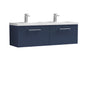 Nuie Arno 1200mm Wall Hung 2 Drawer Vanity & Double Basin - Electric Blue