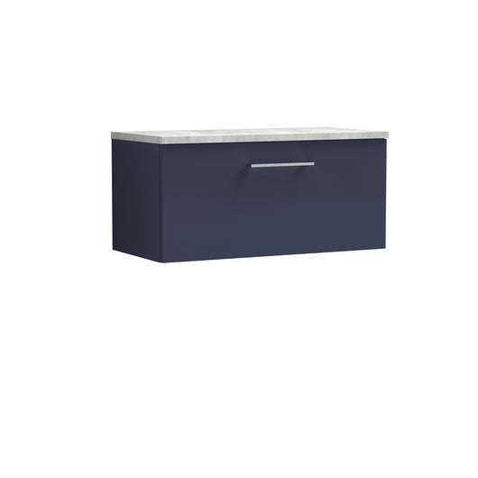  Nuie Arno 800mm Wall Hung Single Drawer Vanity & Laminate Top - Electric Blue