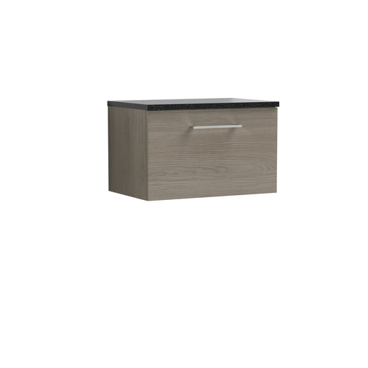  Nuie Arno 600mm Wall Hung 1 Drawer Vanity & Laminate Top - Solace Oak
