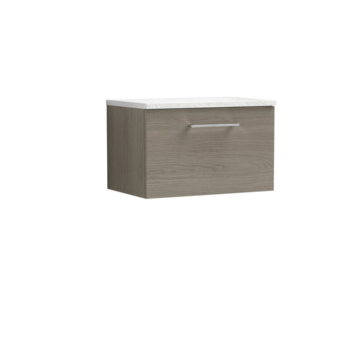  Nuie Arno 600mm Wall Hung 1 Drawer Vanity & Laminate Top - Solace Oak