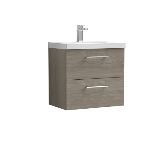  Nuie Arno 600mm Wall Hung 2 Drawer Vanity & Basin 1 - Solace Oak