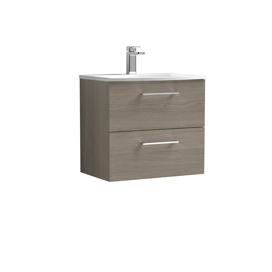  Nuie Arno 600mm Wall Hung 2 Drawer Vanity & Basin 4 - Solace Oak