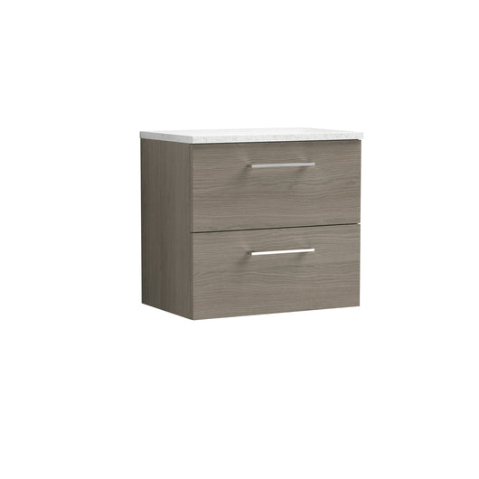  Nuie Arno 600mm Wall Hung 2 Drawer Vanity & Laminate Top - Solace Oak