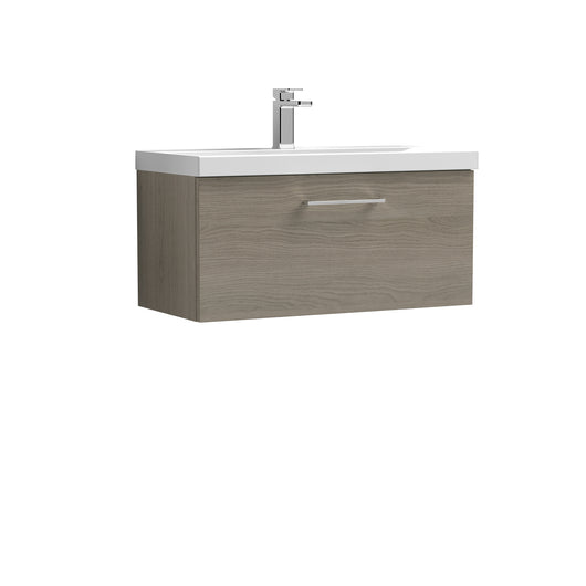  Nuie Arno 800mm Wall Hung 1 Drawer Vanity & Basin 1 - Solace Oak