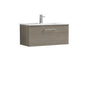 Nuie Arno 800mm Wall Hung 1 Drawer Vanity & Basin 2 - Solace Oak