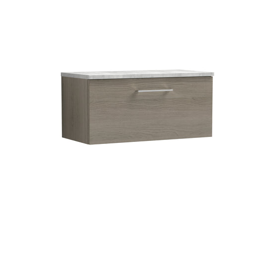  Nuie Arno 800mm Wall Hung Single Drawer Vanity & Laminate Top - Solace Oak