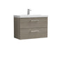 Nuie Arno 800mm Wall Hung 2 Drawer Vanity & Basin 1 - Solace Oak
