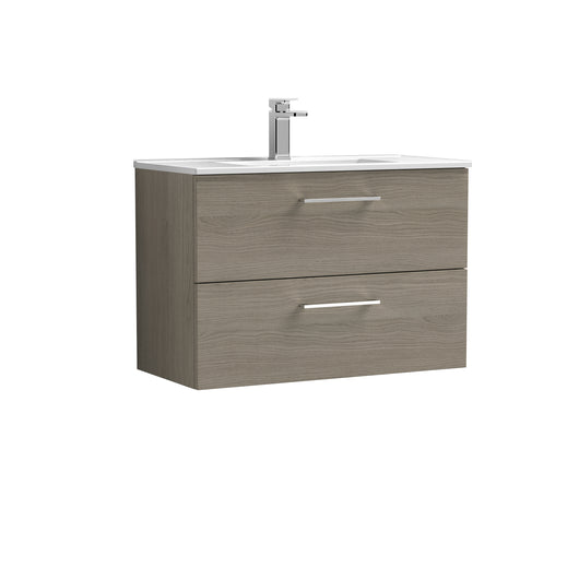  Nuie Arno 800mm Wall Hung 2 Drawer Vanity & Basin 2 - Solace Oak