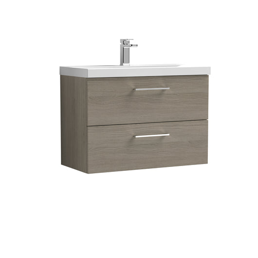  Nuie Arno 800mm Wall Hung 2 Drawer Vanity & Basin 3 - Solace Oak