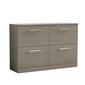 Nuie Arno 1200mm Floor Standing 4-Drawer Vanity & Worktop - Grey Vicenza Oak - welovecouk