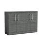 Nuie Arno 1200mm Floor Standing 4-Door Vanity & Worktop - Anthracite Woodgrain - welovecouk