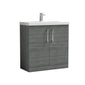 Nuie Arno 800mm Floor Standing 2-Door Vanity & Basin 1 - Anthracite Woodgrain