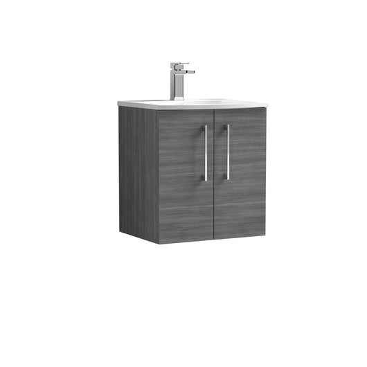  Nuie Arno 500mm Wall Hung 2-Door Vanity & Basin 4 - Anthracite