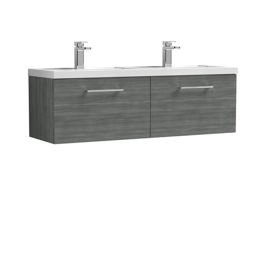  Nuie Arno 1200mm Wall Hung 2 Drawer Vanity & Double Basin - Anthracite