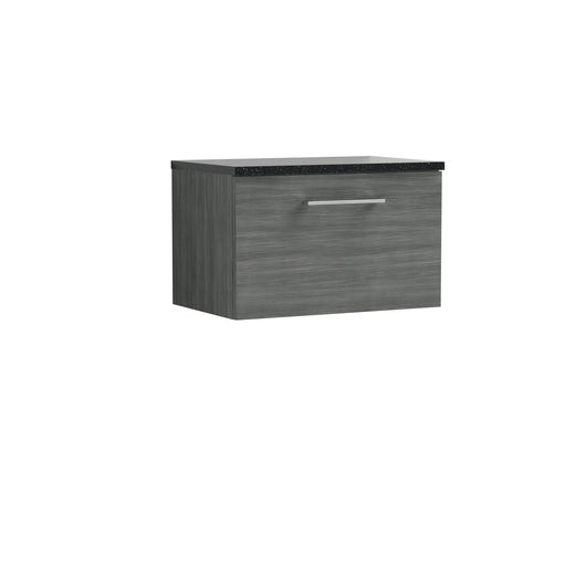  Nuie Arno 600mm Wall Hung 1 Drawer Vanity & Laminate Top - Anthracite