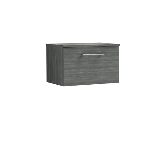  Nuie Arno 600mm Wall Hung 1 Drawer Vanity & Worktop - Anthracite