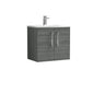 Nuie Arno 600mm Wall Hung 2-Door Vanity & Basin 4 - Anthracite
