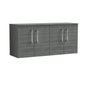 Nuie Arno 1200mm Wall Hung 4-Door Vanity & Worktop - Anthracite