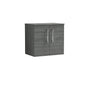 Nuie Arno 600mm Wall Hung 2-Door Vanity & Worktop - Anthracite