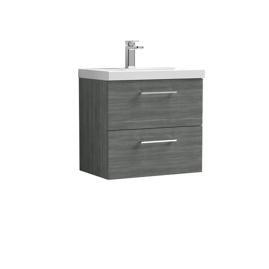  Nuie Arno 600mm Wall Hung 2 Drawer Vanity & Basin 1 - Anthracite