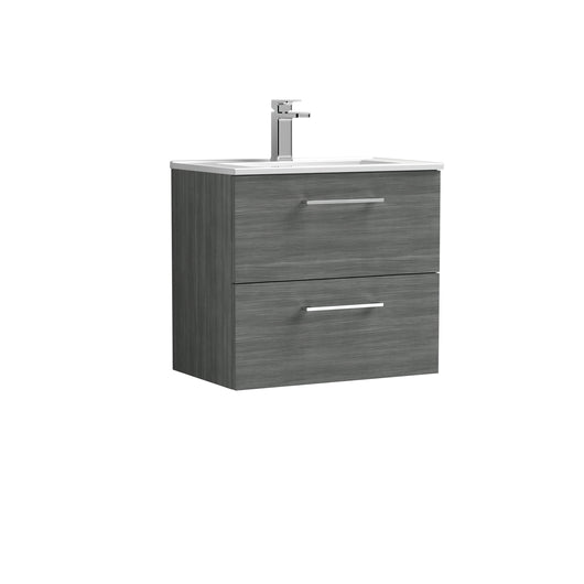  Nuie Arno 600mm Wall Hung 2 Drawer Vanity & Basin 2 - Anthracite