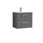 Nuie Arno 600mm Wall Hung 2 Drawer Vanity & Basin 2 - Anthracite