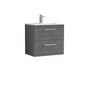 Nuie Arno 600mm Wall Hung 2-Drawer Vanity & Basin 2 - Anthracite