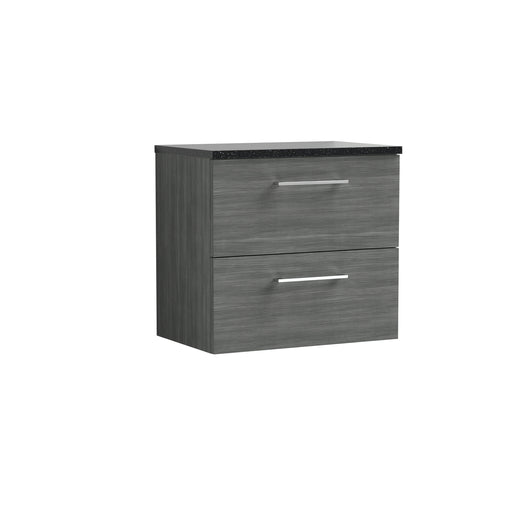  Nuie Arno 600mm Wall Hung 2 Drawer Vanity & Laminate Top - Anthracite
