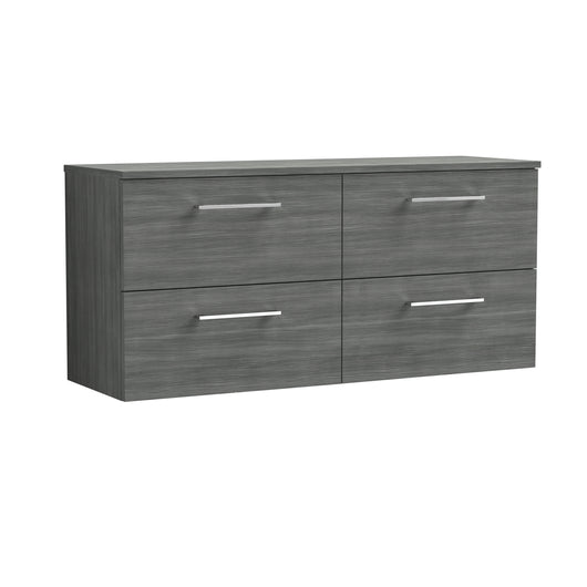  Nuie Arno 1200mm Wall Hung 4 Drawer Vanity & Worktop - Anthracite