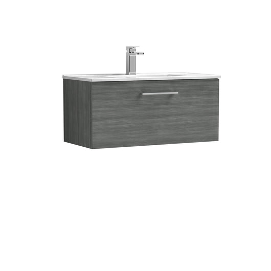  Nuie Arno 800mm Wall Hung 1 Drawer Vanity & Basin 2 - Anthracite