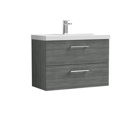  Nuie Arno 800mm Wall Hung 2 Drawer Vanity & Basin 1 - Anthracite